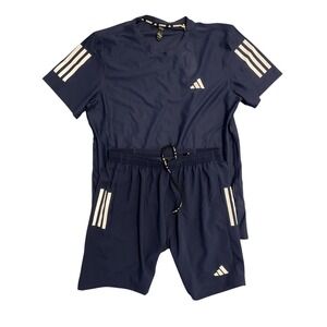 New ADIDAS Men's Size MEDIUM OTR B Training Run Set Shorts Shirt Dark Blue #280